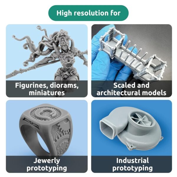 3D Printer Resin for 4K/8K/12K LCD LED DLP 3D Printers, 405nm UV-Curing, Photopolymer Resin, High Resolution, Accuracy Detailed Printing, for Scale Models and Prototyping, AMD-3 (Grey, 1kg) - Image 3
