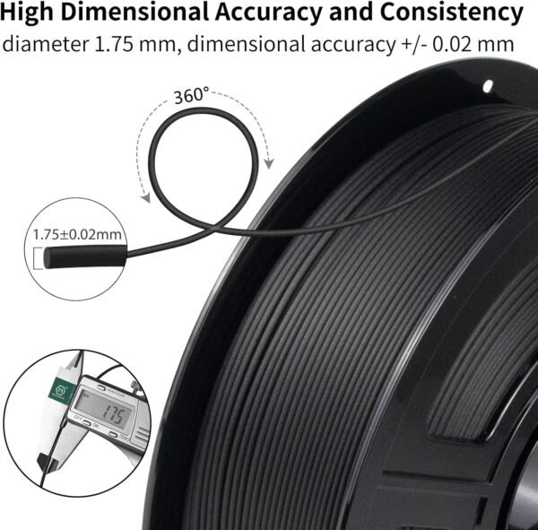 IEMAI Carbon Fiber Nylon Filament 1.75mm, Black PA6-CF 1kg Spool, High-Temp & Wear Resistant, High Strength & Rigidity 3D Filament for Functional Parts & Industrial Tools - Image 7