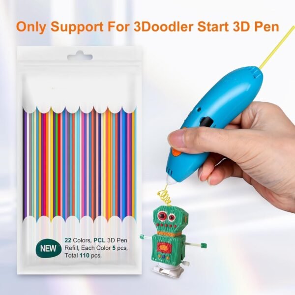 22 Colors PCL 3D Pen Filament Refills for 3Doodler Start+ | Low-Temperature Compatible | 15cm Strands | 110 Total Strands (5 of Each Color) – Ideal for 3Doodler Start 3D Pen - Image 3