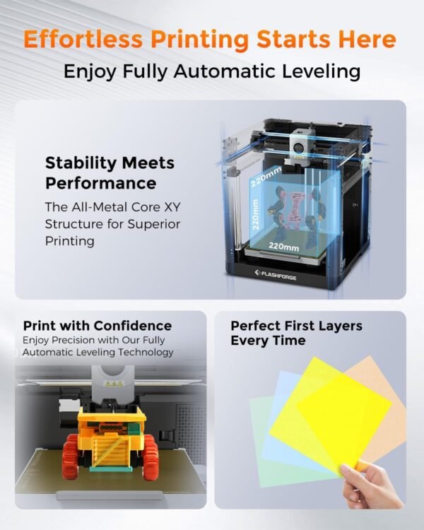 FLASHFORGE AD5X Multi-Color 3D Printer 4 Colors with IFS, Fully Auto Leveling FDM 3D Printer with Max 600mm/s High Speed Printing and Max 300°C Nozzle, Large Printing Size 220 * 220 * 220mm - Image 6