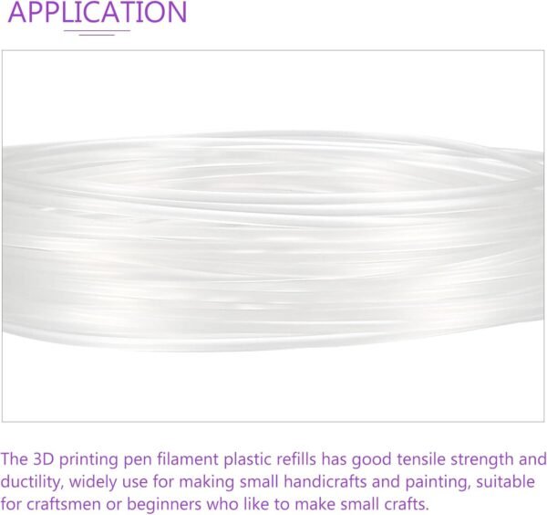 DMiotech 1 Pack 32.8Ft 3D Pen Filament Refills 1.75mm PLA 3D Printing Filament Refills Transparent, for 3D Printers 3D Pen - Image 5