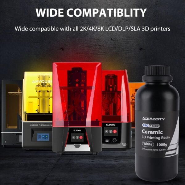 Ceramic 3D Printer Resin, High Resolution 405nm UV-Curing Photopolymer Printing Resin, Compatible with Most LCD/DLP/SLA 3D Printer, 1KG - Image 5