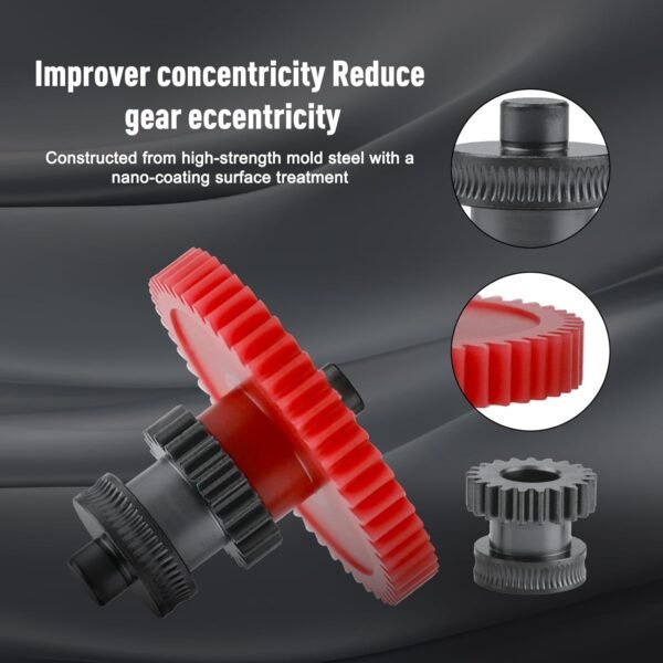 Neptune 4 Upgrade Integrated Dual Gear - Nano-Coating Gear Kit Replacement: Hardened Steel Helical Gear One Piece Shaft 3D Printer Accessory for Original Direct Drive Extruder Hot End - Image 3