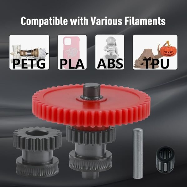 Neptune 4 Upgrade Integrated Dual Gear - Nano-Coating Gear Kit Replacement: Hardened Steel Helical Gear One Piece Shaft 3D Printer Accessory for Original Direct Drive Extruder Hot End - Image 5