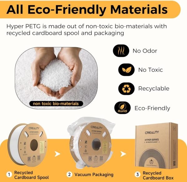Creality PETG Filament 1.75mm, Hyper PETG Filament High Speed 30-600mm/s High Toughness Chemical Resistance 3D Printer Filament, 1KG Cardboard Spool(2.2lbs) Fit Most 3D Printers (Clear) - Image 6