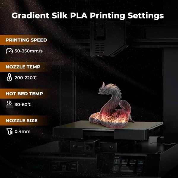 AMOLEN PLA 3D Printer Filament, PLA Filament 1.75mm Silk Black Shiny Red Gold Filament, 3D Printing Filament 1KG/2.2lb - Image 4