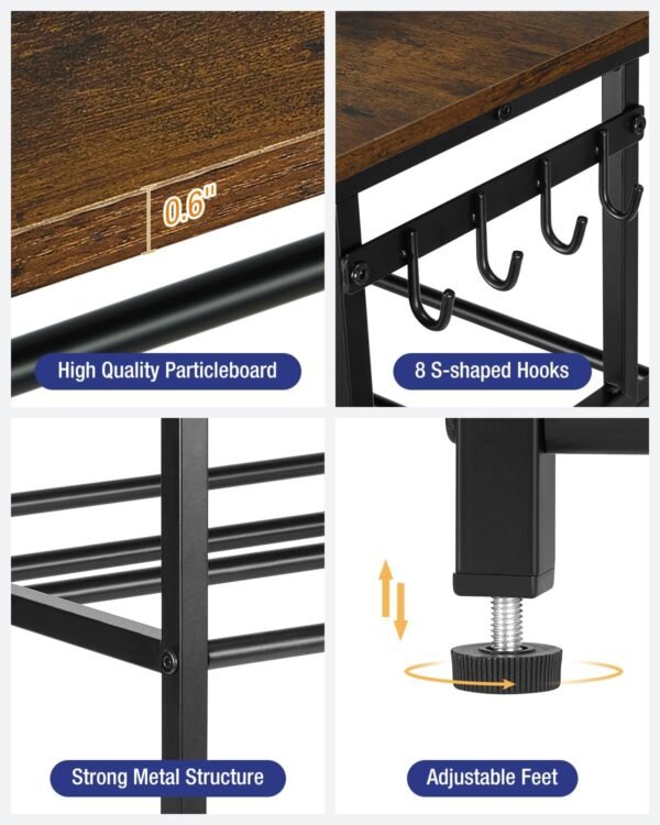 4-Tier 3D Printer Table with Filament Storage, Heavy-Duty Steel Frame and Wood Top, Adjustable Feet for Stability, Perfect Printer Desk & 3D Printing Accessories for Workshop Studio Office - Image 4