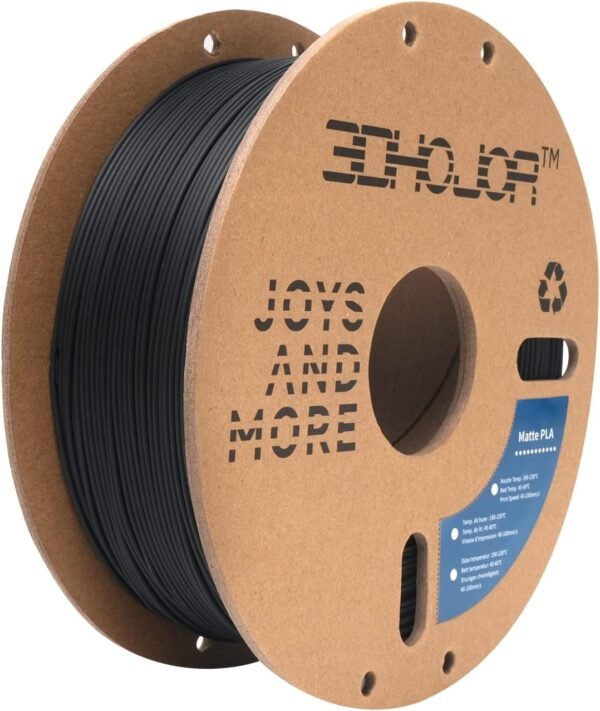 Matte PLA Filament 1.75mm, Upgrade Matte 3D Printer PLA Filament, 1KG Cardboard Spool 3D Printing Filament for 3D Printers(Matte Black) - Image 6