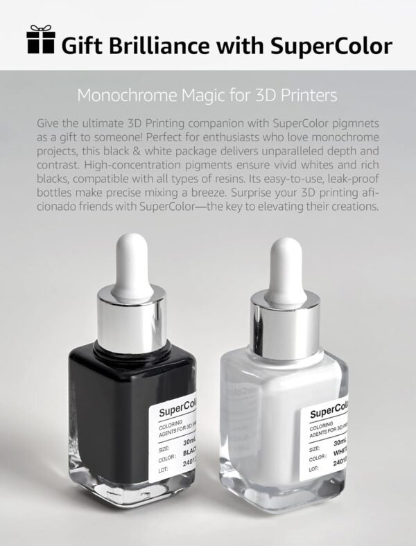 Supercolor 10x Concentrated Pigments for Deep Black and Solid White Colors, Made in Korea by 3DMaterials - Image 6