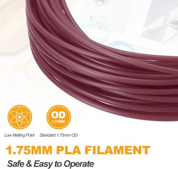 MECCANIXITY 2 Pcs 3D Pen Filament, 1.75mm Dia 33ft Length PLA 3D Printing Pen Filament Refills for 1.75mm 3D Printing Pen, Brown - Image 3