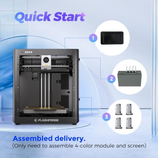 Flashforge AD5X Multicolor 3D Printer, 600mm/s High-Speed 3D Printer with 300˚C Nozzle, Auto Leveling and PEI Flexible Plate, 220x 220 x220mm - Image 4