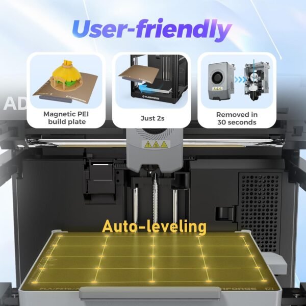 Flashforge AD5X Multicolor 3D Printer, 600mm/s High-Speed 3D Printer with 300˚C Nozzle, Auto Leveling and PEI Flexible Plate, 220x 220 x220mm - Image 5