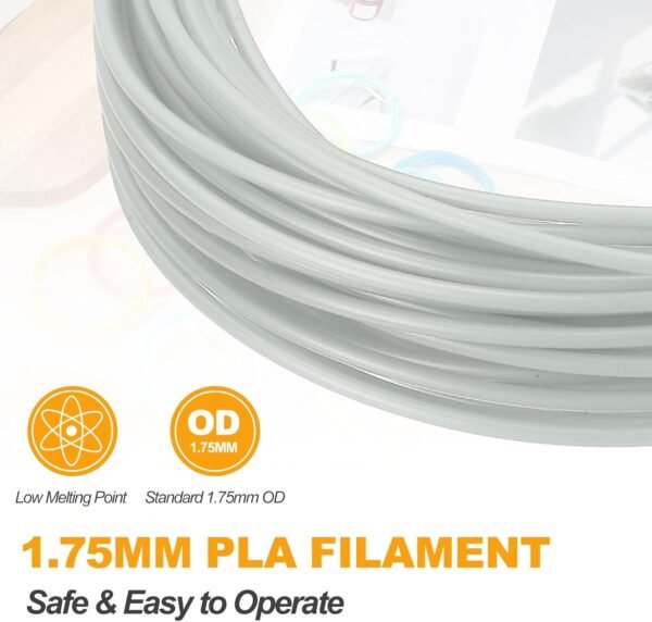 MECCANIXITY 2 Pcs 3D Pen Filament, 1.75mm Dia 33ft Length PLA 3D Printing Pen Filament Refills for 1.75mm 3D Printing Pen, Grey - Image 3