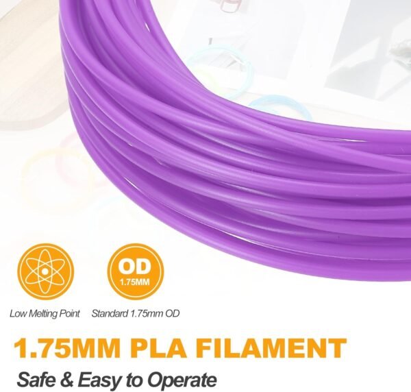 MECCANIXITY 2 Pcs 3D Pen Filament, 1.75mm Dia 33ft Length PLA 3D Printing Pen Filament Refills for 1.75mm 3D Printing Pen, Purple Red - Image 3