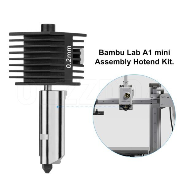 Speed Hot End A1 Mini Extrusion Head Kit A 0.2mm Hardened Steel Nozzle Chrome Plated Brass Heating Block Silicone Sock Integrated Structure for Bambu Lab A1/A1 Min 3D Printers only - Image 4