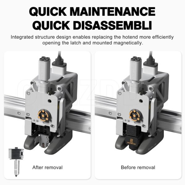 Speed Hot End A1 Mini Extrusion Head Kit A 0.2mm Hardened Steel Nozzle Chrome Plated Brass Heating Block Silicone Sock Integrated Structure for Bambu Lab A1/A1 Min 3D Printers only - Image 7