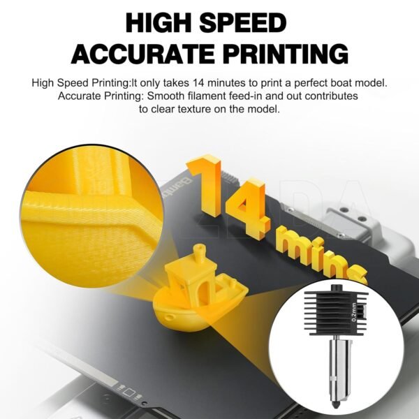 Speed Hot End A1 Mini Extrusion Head Kit A 0.2mm Hardened Steel Nozzle Chrome Plated Brass Heating Block Silicone Sock Integrated Structure for Bambu Lab A1/A1 Min 3D Printers only - Image 8