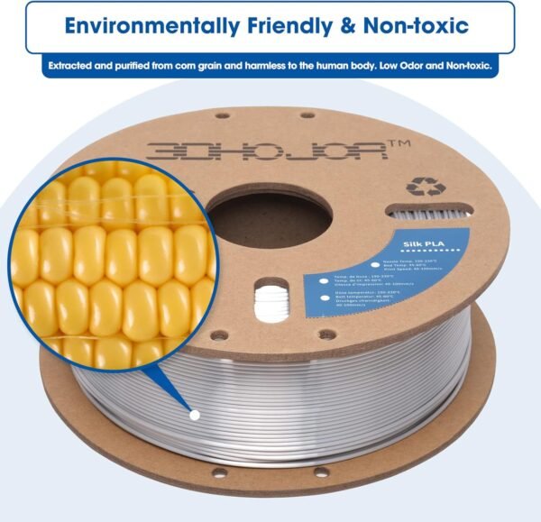 Silk PLA Filament 1.75mm, PLA Filament 1.75mm Silk Shiny 3D Printer Filament, 1kg Cardboard Spool (2.2lbs), Dimensional Accuracy +/- 0.03 mm, Fit Most FDM Printer(Metal Silver) - Image 4