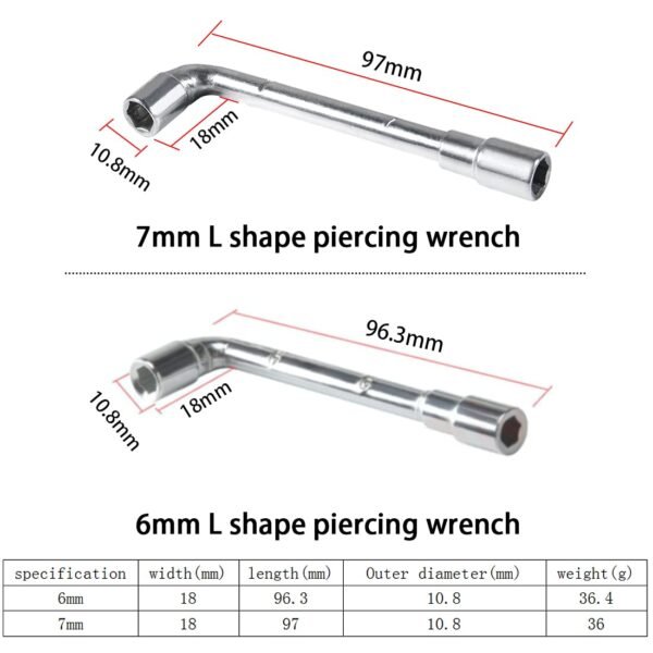 6mm 7mm L-Shaped Hexagonal Wrench Tool & 5 in 1 Multi-Function Wrench for Fixed Mk8 Ender 3 Brass Nozzle Included Copper Wire Toothbrush 3D Printer Accessories (5 Tools) - Image 3