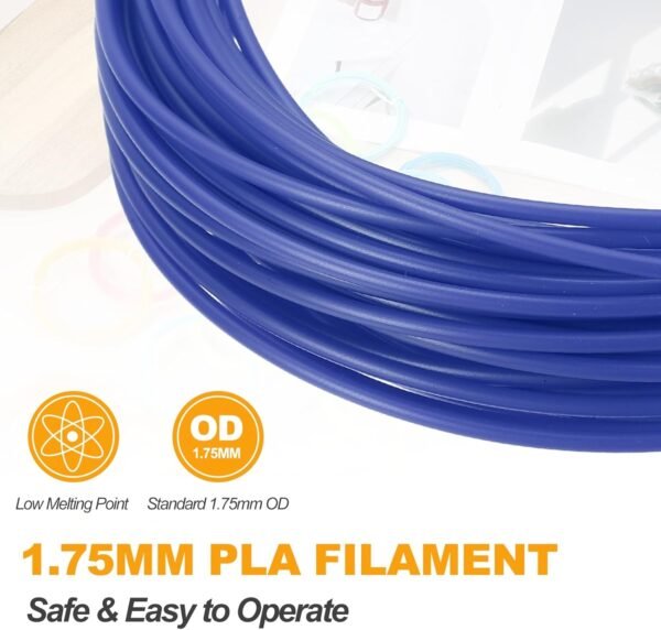 MECCANIXITY 2 Pcs 3D Pen Filament, 1.75mm Dia 33ft Length PLA 3D Printing Pen Filament Refills for 1.75mm 3D Printing Pen, Dark Blue - Image 3