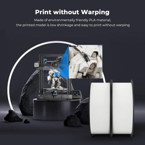 Creality PLA Filament 1.75mm Bundle 2KG, 3D Printer Filament Dimensional Accuracy +/- 0.02mm, No-Tangling Strong Bonding 3D Printing Filament, Fits for Most FDM 3D Printers(White) - Image 3