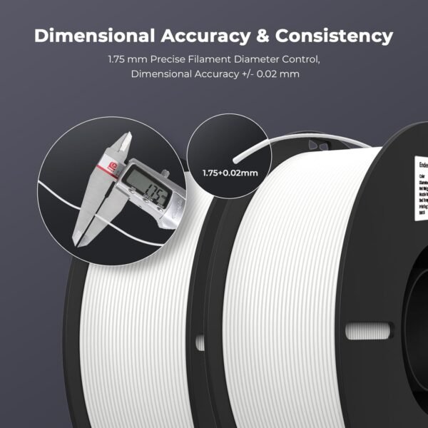 Creality PLA Filament 1.75mm Bundle 2KG, 3D Printer Filament Dimensional Accuracy +/- 0.02mm, No-Tangling Strong Bonding 3D Printing Filament, Fits for Most FDM 3D Printers(White) - Image 4