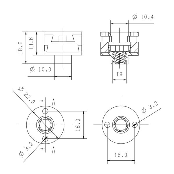 2-Pack POLISI3D Upgrade 2 in 1 T8 Oldham Coupling Z axis 8mm Lead Screw Nut Compatible with Voron BLV 3D Printer and Other 3D Printers Using T8 8mm Lead Screw - Image 4