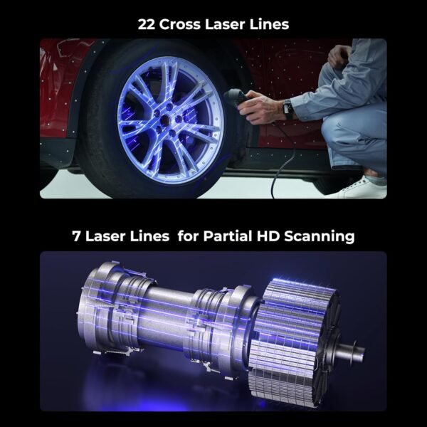 Creality 3D Scanner CR-Scan Raptor Pro for 3D Printing, 22+7 Blue Laser & NIR Handheld Scanner 0.02mm Accuracy, 60fps High-Speed & 5MM to 4M Objects, 24-Bit Full-Color Scanning for Windows macOS - Image 3