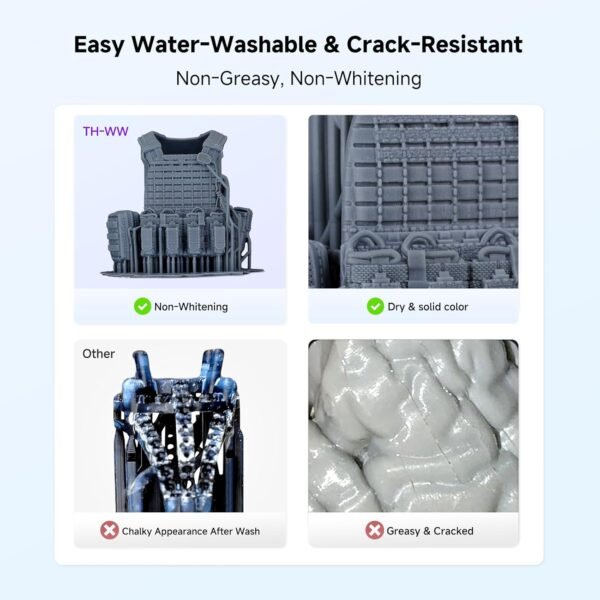 RESIONE Upgraded Water Washable 3D Printer Resin, Excellent Toughness High Precision Crack-Resistant Resin for 3D Printer,Low Deformation Resin, 1KG, Flame Orange - Image 3