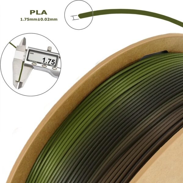 PLA Forest/Jungle/Military Rainbow Gradient Multicolor Rainbow PLA Filament, Glossy Metallic Finish， 1.75mm,1kg(2.2 lbs) Compatible with 99% FDM Printers - Image 3