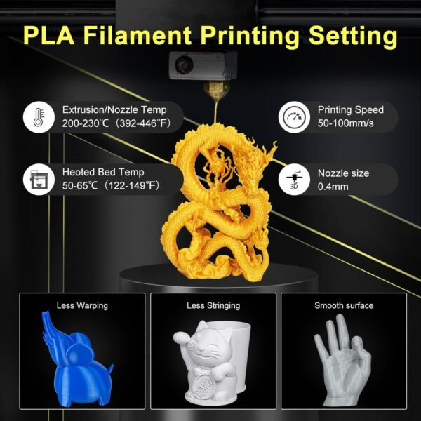 PLA Filament 1.75 mm 3D Printer Filaments Cardboard Spool Refills 1 kg Widely Compatible for Most FDM 3D Printers Fits ELEGOO Anycubic FlashForge Creality Bambu Prusa ect. Gold - Image 4