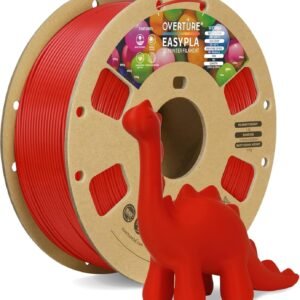 OVERTURE Easy PLA 1.75mm 3D Printer Filament, 1kg PLA Cardboard Spool (2.2lbs), Dimensional Accuracy +/- 0.02mm, Fit Most FDM Printer (Easy Red)