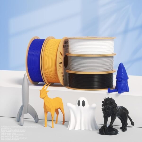 ELEGOO Rapid PLA Plus Filament 1.75mm Bundle 4KG, PLA+ 3D Printer Filament for Fast Printing, Dimensional Accuracy +/- 0.02 mm, 4 Pack 1kg Cardboard Spool(2.2lbs) Black/White/Blue/Red - Image 7