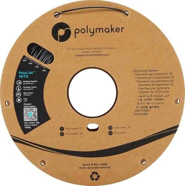 Polymaker PETG Filament 1.75mm 1kg Black 3D Printer Filament, PolyLite PETG 3D Printing Filament 1.75mm, Dimensional Accuracy +/- 0.03mm, Print with Most 3D Printers - Image 6