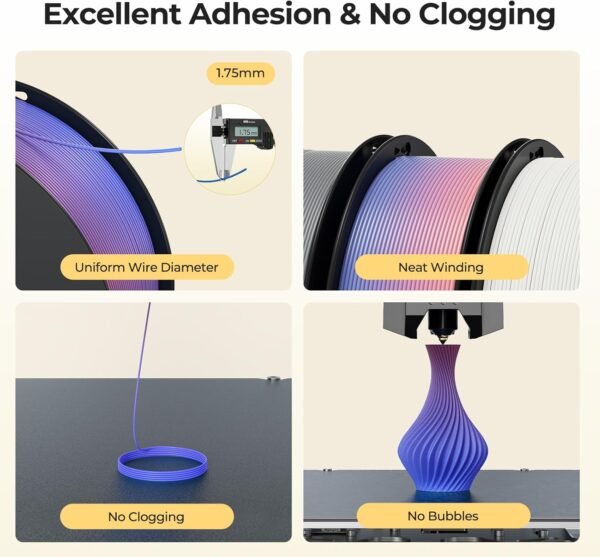 Creality 3D Printer Filament 1.75mm, Rainbow PLA+ Filament No-Tangling Strong Toughness Vacuum Packaging Multi-Color 3D Printing PLA Filament Fit Most 3D Printers - Image 4