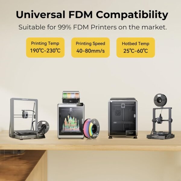 Creality 3D Printer Filament 1.75mm, Rainbow PLA+ Filament No-Tangling Strong Toughness Vacuum Packaging Multi-Color 3D Printing PLA Filament Fit Most 3D Printers - Image 6