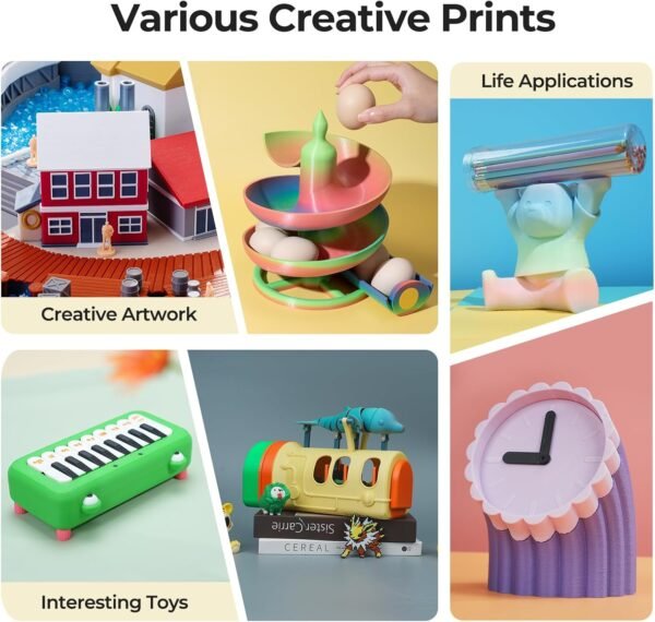 Creality 3D Printer Filament 1.75mm, Rainbow PLA+ Filament No-Tangling Strong Toughness Vacuum Packaging Multi-Color 3D Printing PLA Filament Fit Most 3D Printers - Image 9
