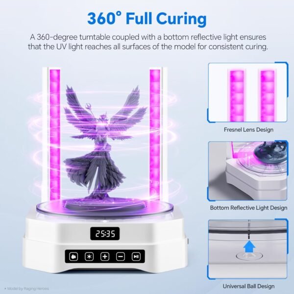 ELEGOO Mercury Plus 3.0 Larger Wash and Cure Station, Resin Curing Machine for LCD/SLA/DLP 3D Printing Models, Best for Saturn, Mars 3D Printer, Washing Size of 230 * 135 * 260mmm - Image 6