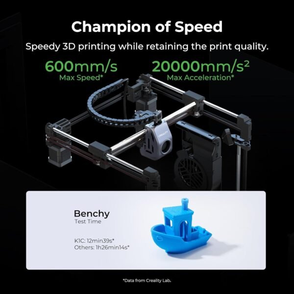 [2024 New] Creality K1C 3D Printer Up to 600mm/s Fast Speed, Reliable Carbon Fiber Printing, Anti-Vibration Design, Auto Calibration for Leveling, Pre-Assembled & Smart OS 3D High Speed Printer - Image 6