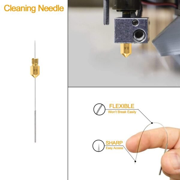0.4MM MK8 Ender 3 Nozzles 25 pcs 3D Printer Brass Nozzles Extruder for Makerbot Creality CR-10 with 5 Needles and Metal Storage Box (0.4mm) - Image 6