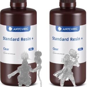 ANYCUBIC Standard 3D Printer Resin Plus, 405nm SLA Fast UV-Curing Resin, High Precision & Rapid Photopolymer for 8K/14K/16K Capable LCD/DLP/SLA 3D Printing (Clear+Clear, 2000g)