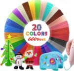 20 Colors 660 Feet 3D Pen Filament, Each Color is 33 feet, 1.75mm PLA 3D Pen Refills for 3D Printing Pen, Compatible with MYNT3D SCRIB3D 3D Printing Pen, Not Support for 3Doodler Pen