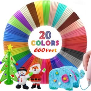 20 Colors 660 Feet 3D Pen Filament, Each Color is 33 feet, 1.75mm PLA 3D Pen Refills for 3D Printing Pen, Compatible with MYNT3D SCRIB3D 3D Printing Pen, Not Support for 3Doodler Pen