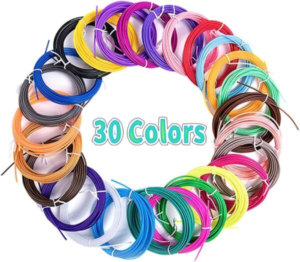 30 Colors 3D Pen Filament PLA Refills Compatible with Most 3D Printing Pens 1.75mm, Each Color 10 Feet,Total 300 Feet 3D Printing Pen Filament - Image 2