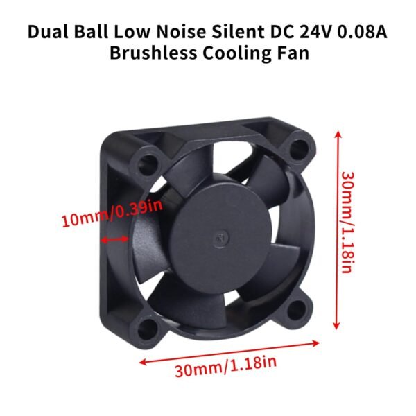 3D Printer Accessories Adventuer 5M Pro Print Head Cooling Fan 3010: Dual Ball Low Noise Silent DC 24V 0.08A Brushless Fan, 30 x 30 x 10mm Cooler Fans Cable Length 110mm - Image 2