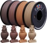3D Printer Filament Bundle,Wood PLA Filament Bundle,Wood Filament PLA,PLA Filament 1.75mm,3D Filament,3D Printer Accessories,pla Wood,Fit Most FDM 3D Printers,250g X 4 Pack