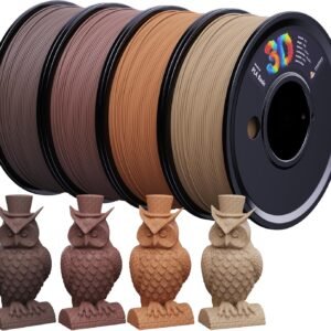 3D Printer Filament Bundle,Wood PLA Filament Bundle,Wood Filament PLA,PLA Filament 1.75mm,3D Filament,3D Printer Accessories,pla Wood,Fit Most FDM 3D Printers,250g X 4 Pack