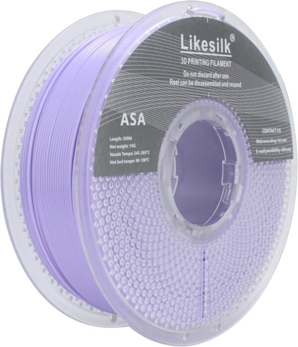 3D Printer Filament, Neatly & Strong 1.75mm Filament for 3D Printing, Accuracy +/- 0.02mm 1KG Spool(2.2lbs), ASA Light Purple 1KG