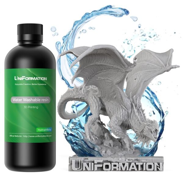3D Printer Resin Water Washable Resin PLA Plant Based Resin,Biodegradable 405nm UV Curing Photopolymer Rapid for 4K 6K 8K LCD/DLP/SLA 3D Printer (X61-Grey) 1kg