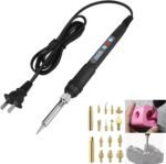 3D Printer Smoothing Tool Kit,3D Printing Modify Finishing Smoothing Solding Welding Iron Tool Cleaning Needle Soldering Iron with 8Pcs Brass Trimming